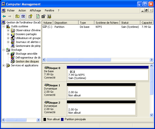 Un RAID rompu, disques composants exposés.